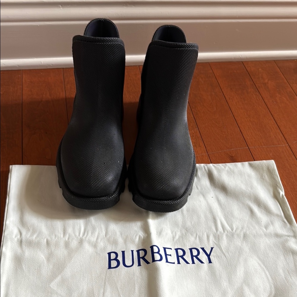 Burberry Textured Black Ankle Boots